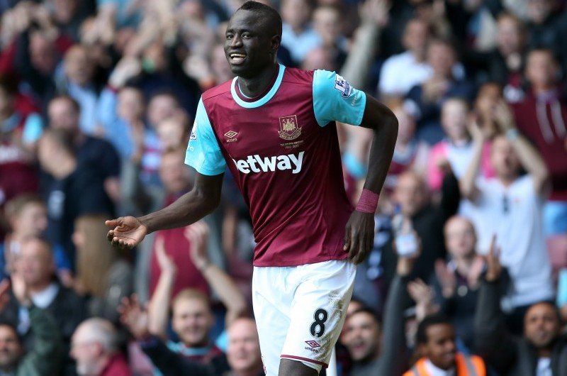 26 September 2015 - Premier League - West Ham United v Norwich City Cheikhou Kouyate celebrates after scoring an equalising goal for West Ham in the dying minutes of the match Photo: Charlotte Wilson