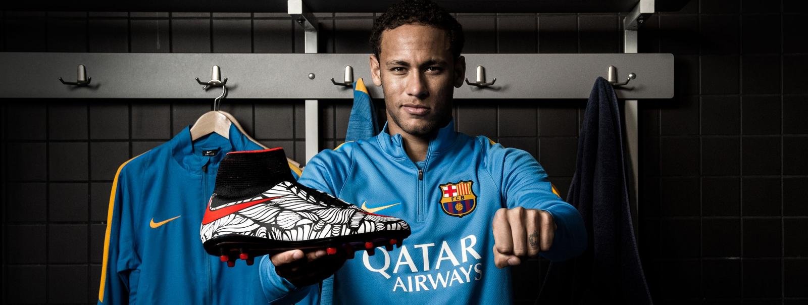 Neymar showcases new Nike boots to Barcelona school kids