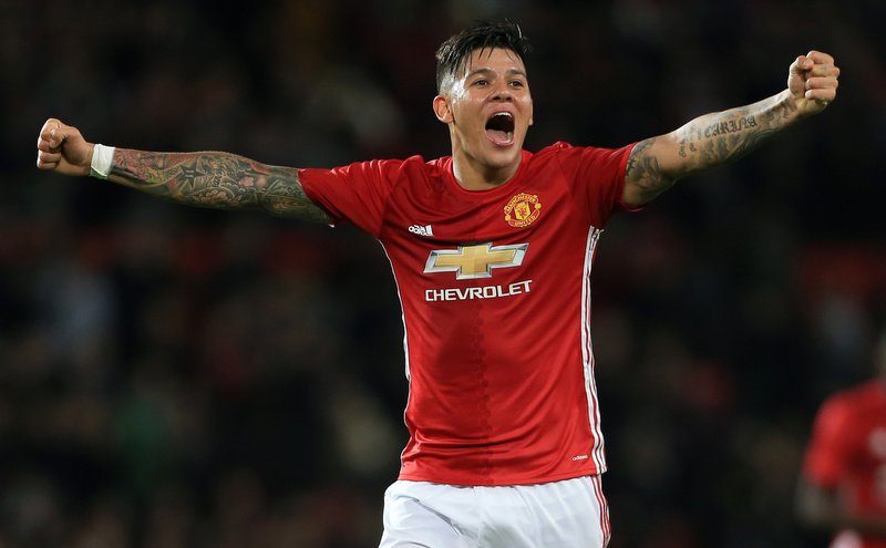 26th October 2016 - EFL Cup (4th Round) - Manchester United v Manchester City - Marcos Rojo of Man Utd celebrates victory - Photo: Simon Stacpoole / Offside.