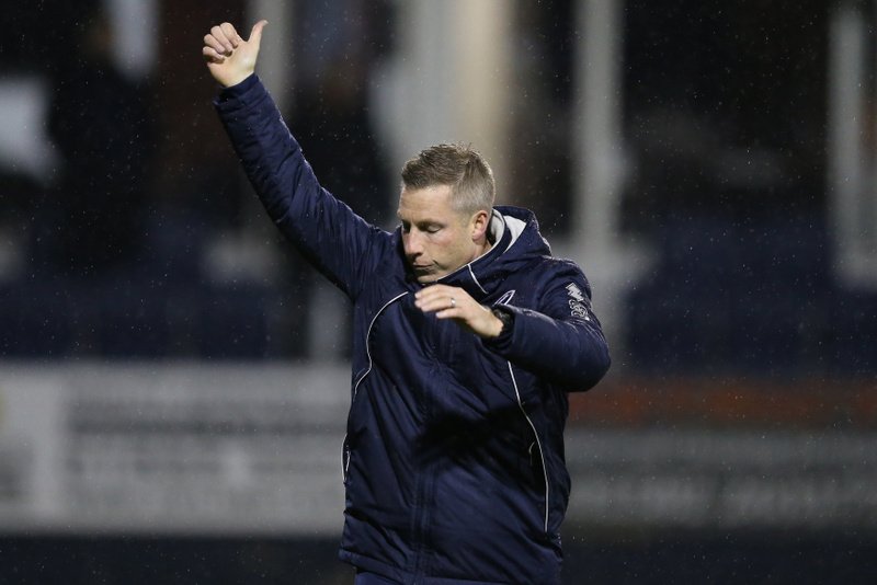 8 November 2016 - Checkatrade Trophy - Southern Group H - Luton Town v Millwall - Millwall manager Neil Harris salutes the fans - Photo: Marc Atkins / Offside.
