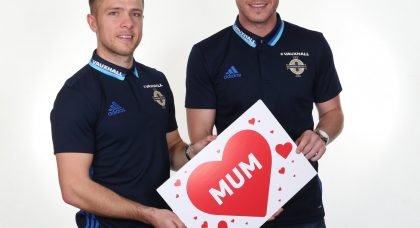 Northern Ireland’s Jamie Ward and Luke McCullough take on Mr and Mrs Mother’s Day challenge
