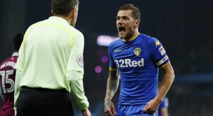 Reading fans react as Leeds’ Liam Cooper is charged by the FA