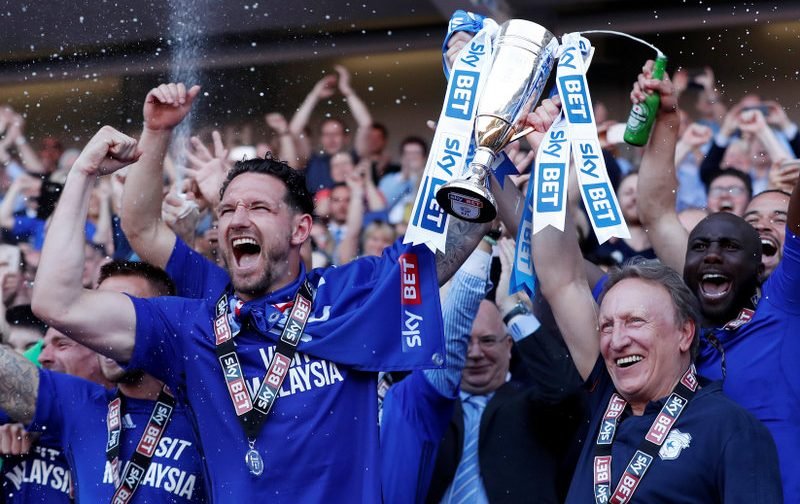 Cardiff City promoted to the Premier League on the final day of the 2017-18 Championship season